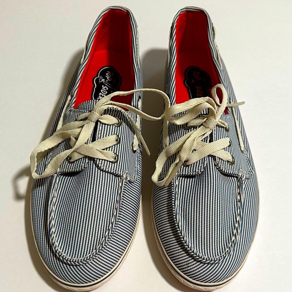 Sperry Top-Sider Blue and White Striped Boat Shoes New Women's Size‎ 8.5M Summer - Picture 4 of 15